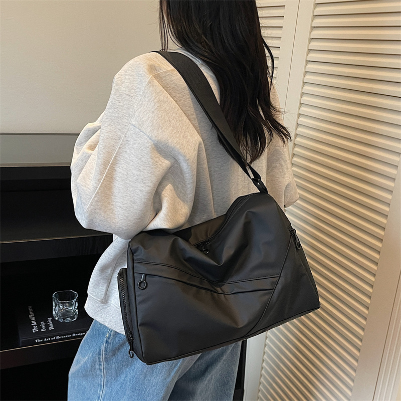 新款高级感简约大容量休闲运动睿营健身包包百搭斜挎女帆布旅行包|undefined