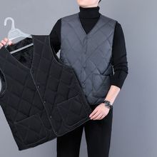中年男士爸爸装棉马甲加绒背心坎肩V领马夹商务加厚百搭