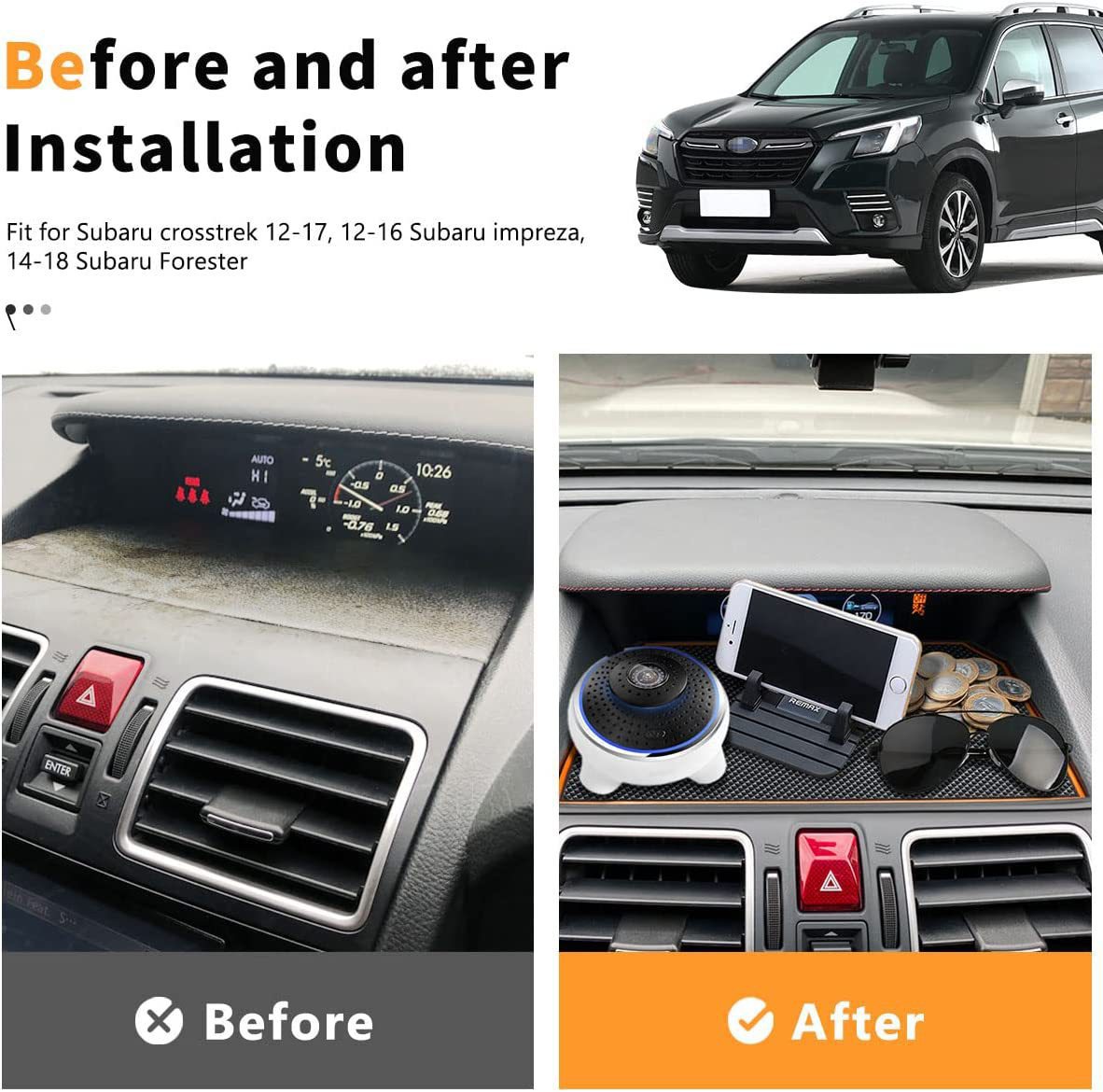 Suitable for 18-23 Subaru Forester Simple Instrument Panel Anti-Slip Mat 18-23 Crosstrek/Impreza