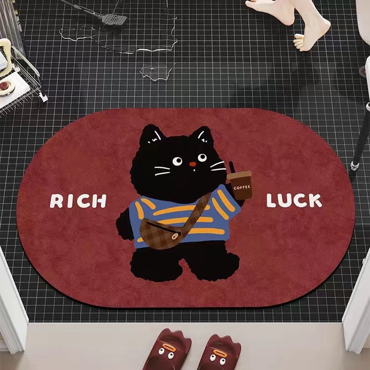 Cariñosa alfombra de barro de diatomeas para gatitos, estera de baño de forma especial, estera de baño antideslizante, estera de pie antisucia