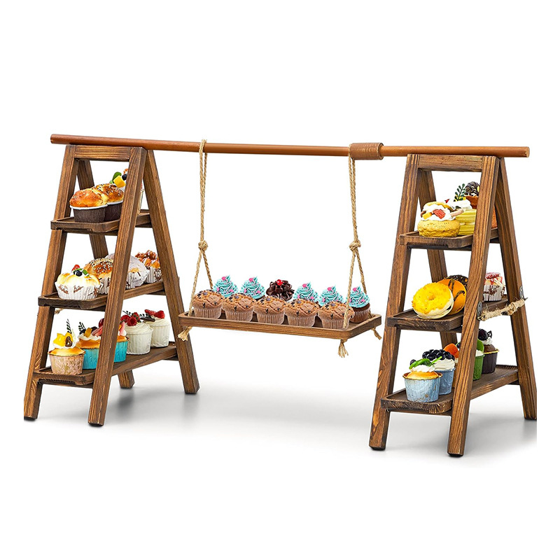 Taza de papel de madera, soporte para pasteles, soporte para exhibición de cupcakes de madera, soporte para exhibición de madera de escritorio, suministro directo de fábrica