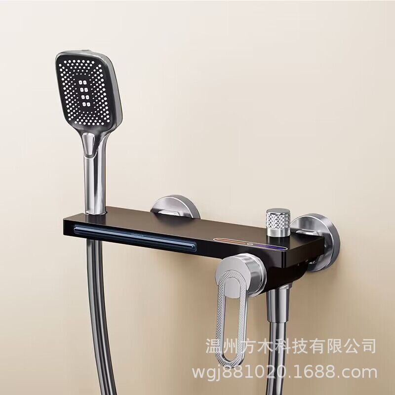 Gun gray brushed gold, silver, black, white and copper, large flow flat waterfall water outlet, cold and hot shower head, lift bathtub faucet Application Scenario