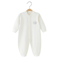 嬰兒連體衣春秋純棉新生兒衣服舒絨棉男女寶寶哈衣睡衣爬服無骨