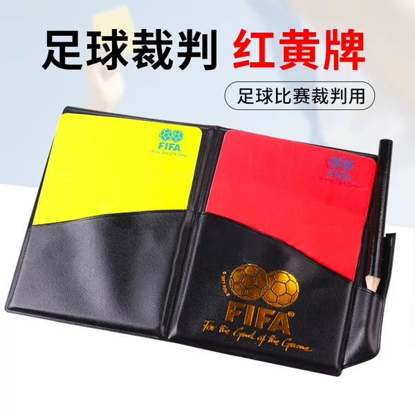 Football referee red and yellow cards with pen and leather case, red card and yellow card referee supplies, professional competition recording equipment