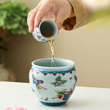 中式仿古建水茶洗茶海小号容量废水缸高档茶盂茶渣缸水盂茶水缸