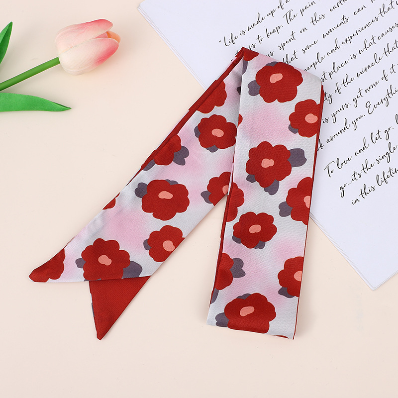 Heart Shape, Flower, Lingge Pattern Women's Elegant Heart Shape Flower Lingge Polyester Silk Scarf