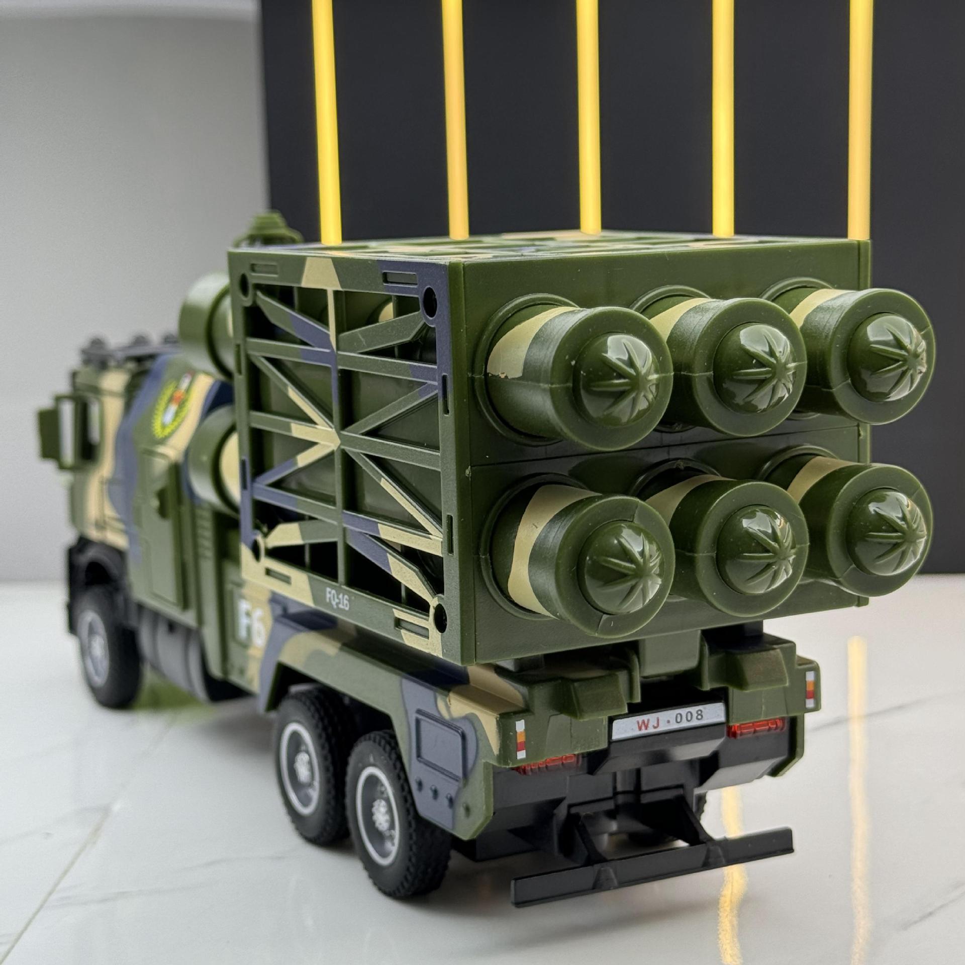 Nuevo modelo de coche de aleación Haodi 1:32 Bandera Roja 16 coche de misiles antiaéreos con sonido y luz Tire hacia atrás modelo de coche de juguete adornos