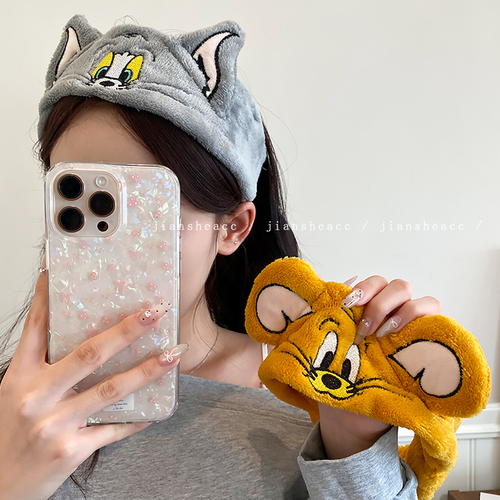K General and Tom Cat Plush Hair Band Face Washing Makeup Applying Face Mask Headband Cute Sweet Hair Band Hair Tie for Girls
