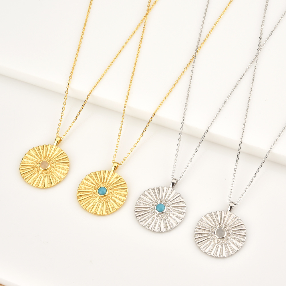 18K Real Gold Plated, Platinum Plated Plating Material 925 Sterling Silver Pendant Material 925 Sterling Silver Plating Round Pendant Necklace
