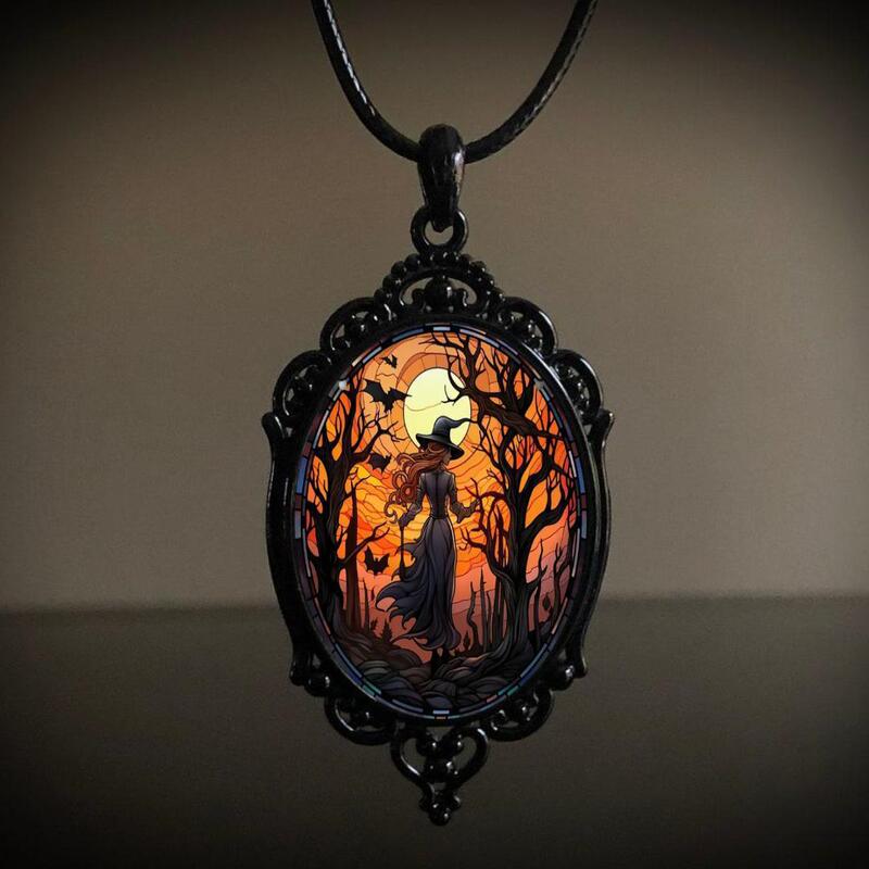 Kaye Cross-Border Retro Crow Cross Witch Halloween Alloy Pendant Necklace Wholesale European and American Jewelry Kaye Cross-Border Retro Crow Cross Witch Halloween Alloy Pendant Necklace Wholesale European and American Jewelry