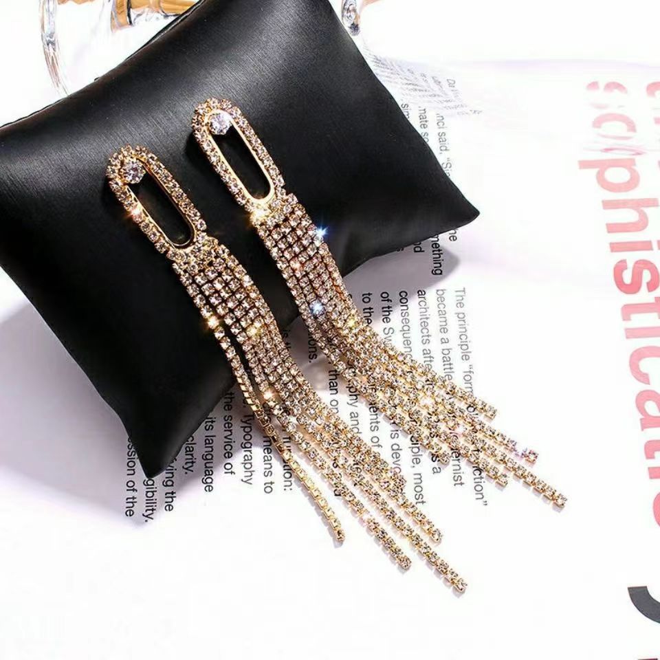 Geometric Pattern Women's Gender 1 Pair Elegant Lady Streetwear Geometric Plating Inlay Alloy Rhinestones Drop Earrings