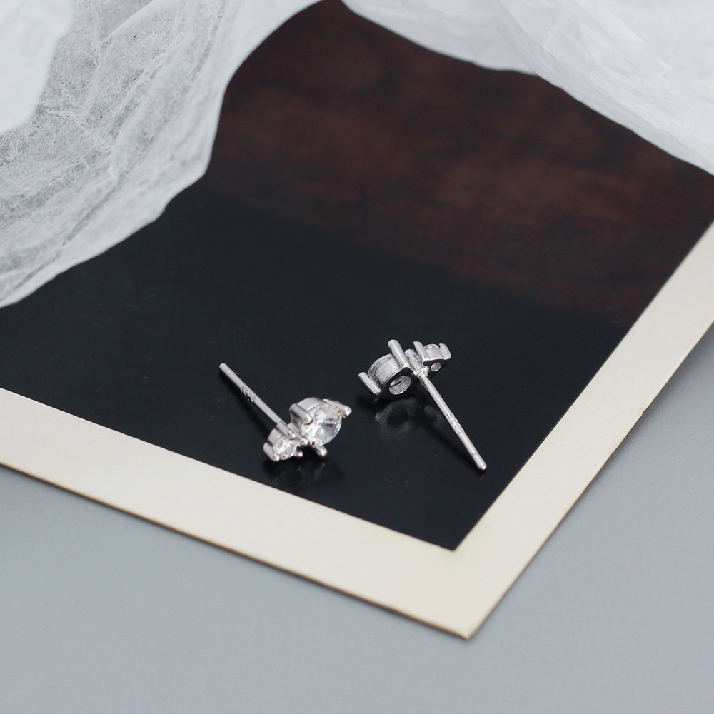 Geometric Pattern Women'S Gender 1 Pair 925 Sterling Silver Zircon Geometric Ear Studs