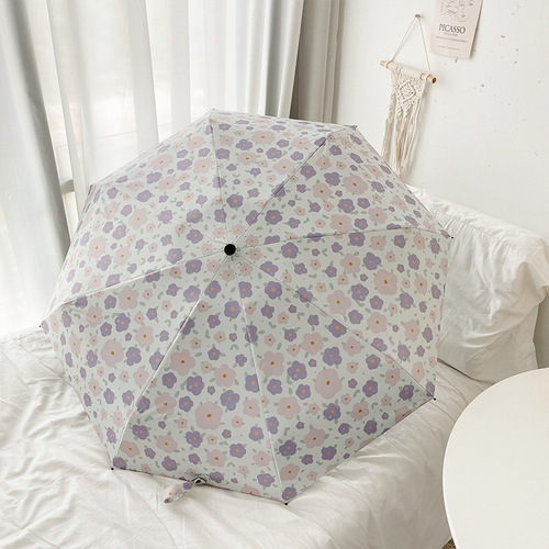 Floral Umbrella Vinyl Fully Automatic Sun Umbrella Sunscreen Umbrella Anti-UV Sunshade Women's Rain or Shine Folding Umbrella Wholesale