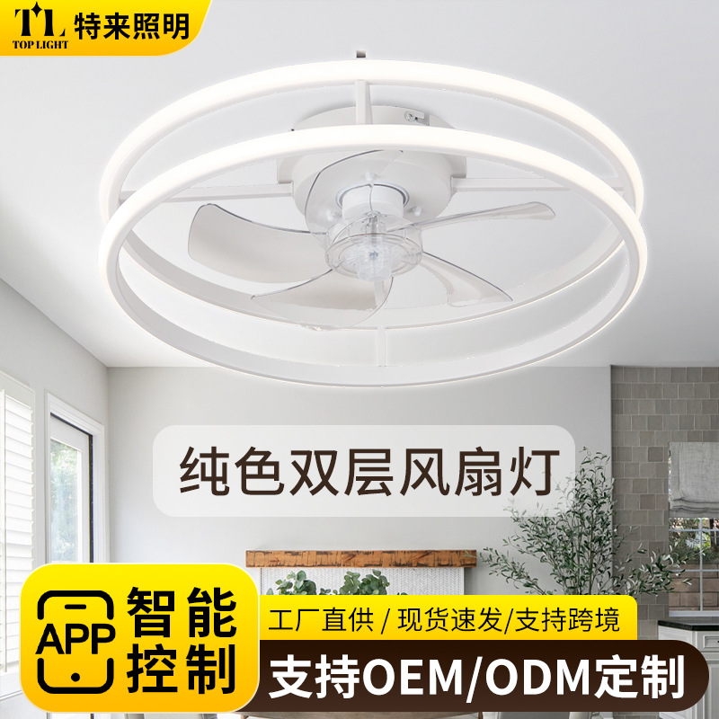 Ventilador de Techo con Luz de Hierro y ABS con Control Remoto y App para Dormitorio
