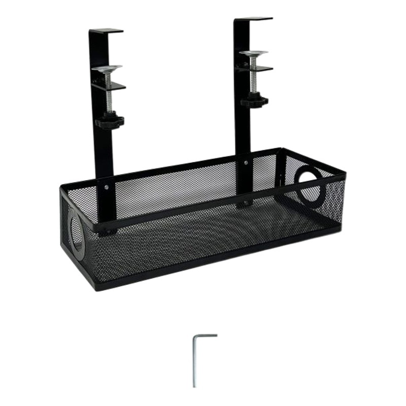 Transfronterizo Venta caliente fábrica Red de hierro bajo Tabla de cable organizador Punch-libre cesta de almacenamiento ajustable de almacenamiento rack de alambre socket