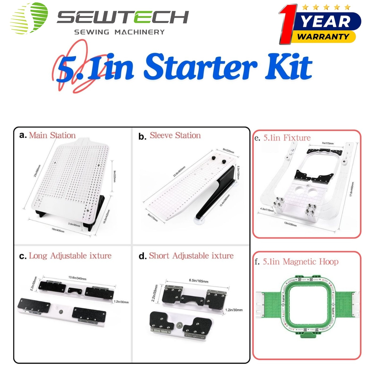 5.1 자수 프레임 세트에는 5.1inch 자석 프레임 1개가 포함되어 있습니다.