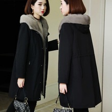 海宁皮草派克服中长款内胆连帽加厚宽松显瘦保暖棉衣女冬2023加绒