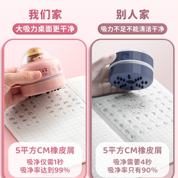 Kaba oso batería de dibujos animados de escritorio aspiradora borrador máquina de limpieza de chips artefacto estudiante teclado succión