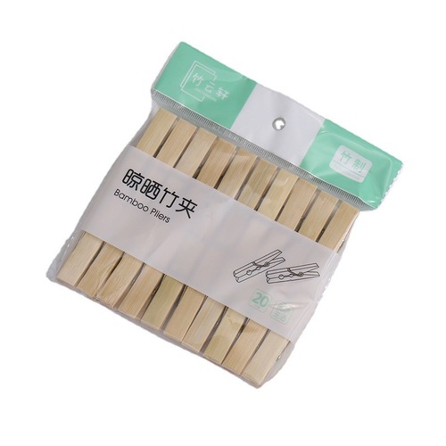 Bamboo drying clips, 20-piece daily storage clips, clothing clips, multi-purpose bamboo grape clips, greenhouse clips