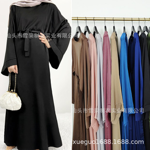Women's Tiktok Middle East Turkey Solid Color Plus Size Multi-Color Robe Dress Xg2050