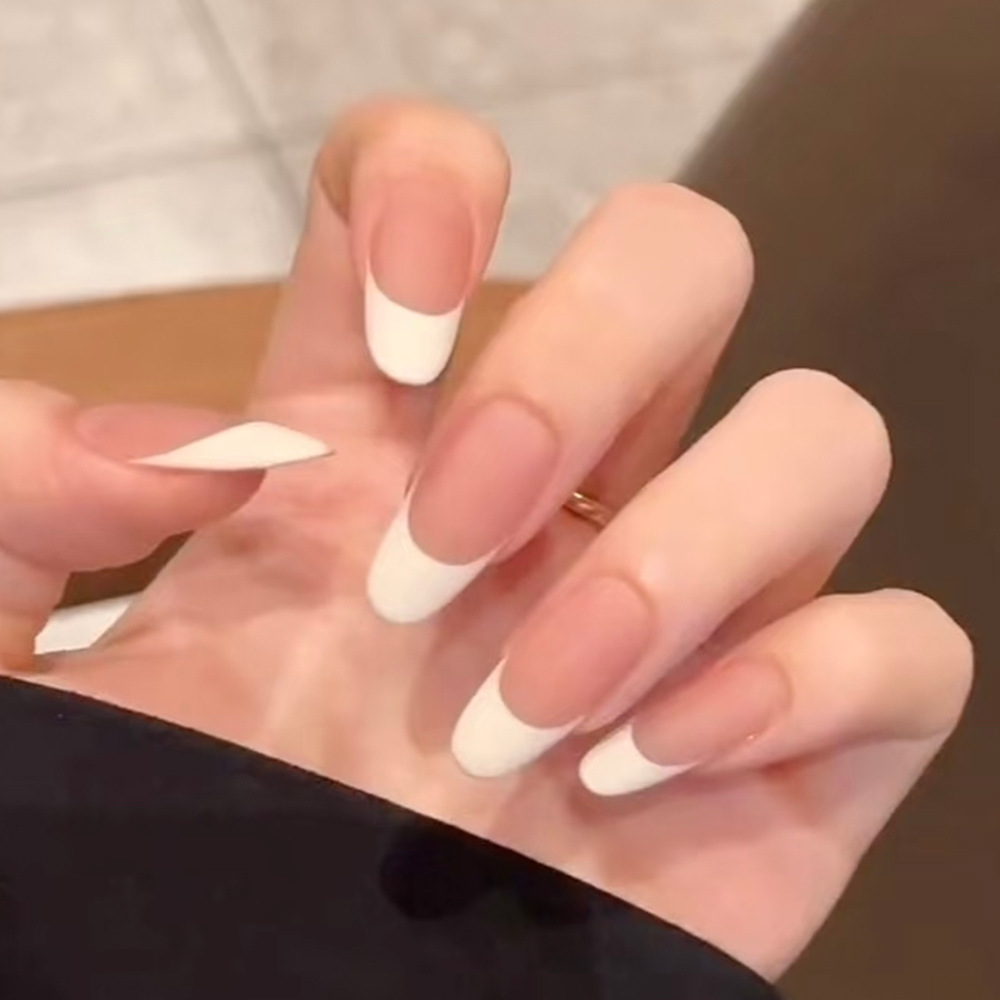 Puntas de uñas postizas de estilo europeo y americano, piezas de uñas desmontables de longitud media, uñas usables, puntas de uñas puras y elegantes.