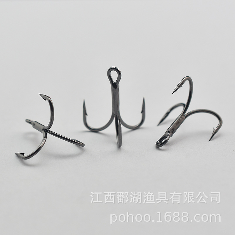 Qihu boutique tres gancho de anclaje cuatro veces reforzado PH56 super fuerte tensión luya tres ganchos de púas grande negro níquel brillante estaño