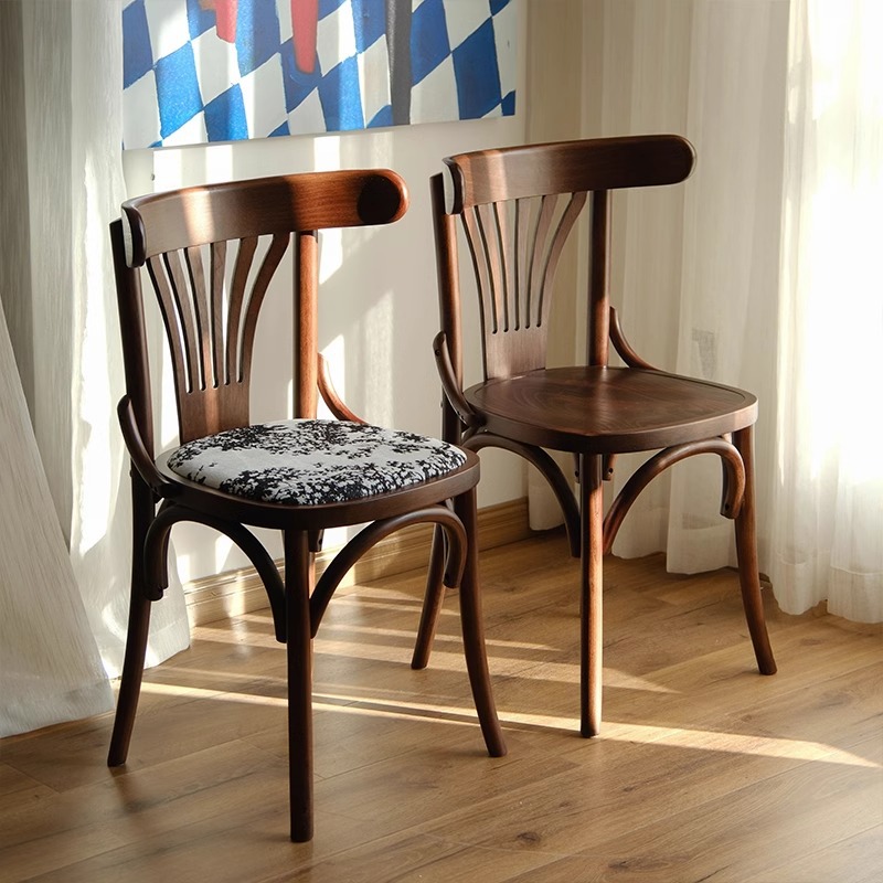 American Style Country Retro Solid Wood Chair Stool Middle Ancient Restaurant Restaurant Coffee Dessert Shop Hotel Table and Chair Home Dining Chair