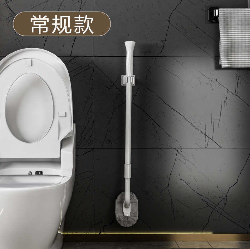 Cepillo de inodoro, mango de acero, cepillo de inodoro de mango largo retráctil, cepillo de plástico TPR, cepillo de limpieza de codo S, juego de succión de inodoro de pared