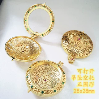 多款可打开匣子圆形 S925银吊坠嘎空托 紫檀香木沉香囊乌盒赢造型