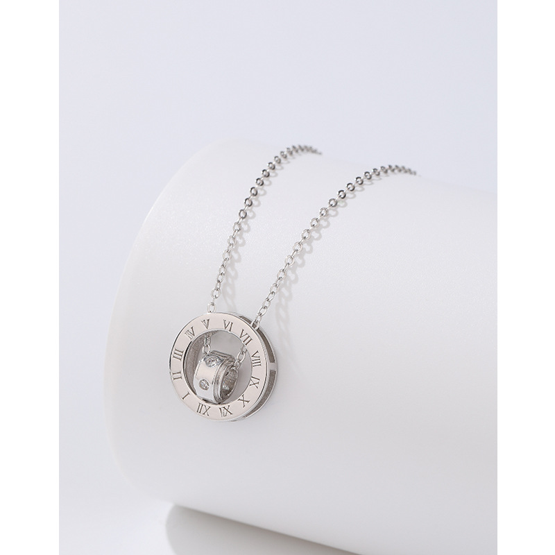 Collar digital romano de las mujeres de plata esterlina 925 Luz de lujo nicho 2023 nuevo anillo colgante de alta calidad de cadena de clavícula