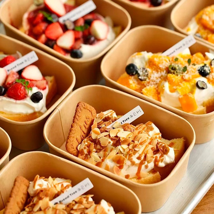 牛皮纸便当蛋糕盒甜品便当盒水果沙拉餐盒便当寿司耐高温打包盒