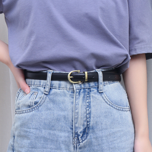 Belt women's new jeans fashion versatile decorative thin belt ins style simple black belt girls trendy