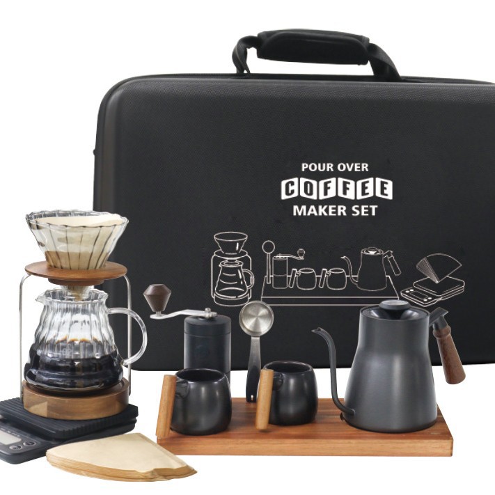 Kit de cafetera de irrigación manual de entrada doméstica portátil al aire libre filtro de café de vidrio