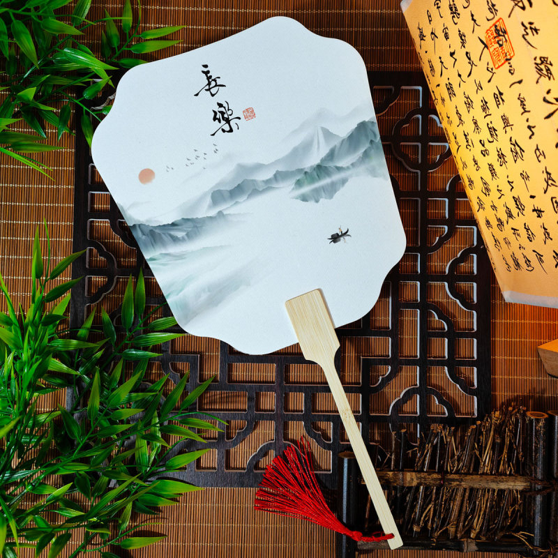 宣紙団扇環境保護カード扇風機来図制作印刷観光スポット会社活動広告扇風機卸売り|undefined