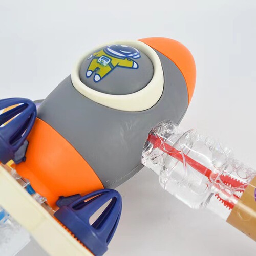 Children's outdoor summer bubble wand toy cartoon space rocket two-in-one bubble blowing machine street stall toys wholesale