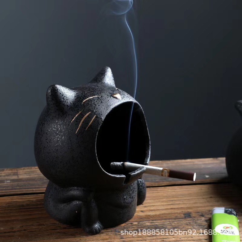 创意可爱卡通猫狗动物烟缸 个性时尚家用客厅防灰大号陶瓷烟灰缸