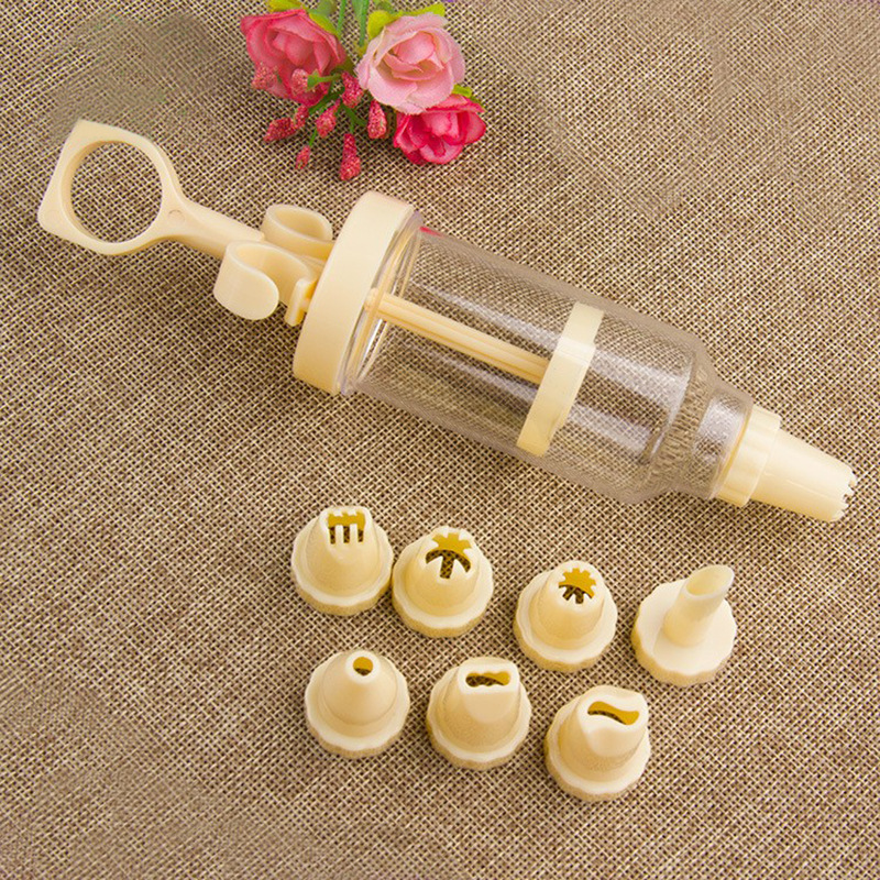 Cross-Border Special Cake Cream Decorator 8-Nozzle Plastic Set Transparent Decorating Gun Squeezing Device Baking Tool