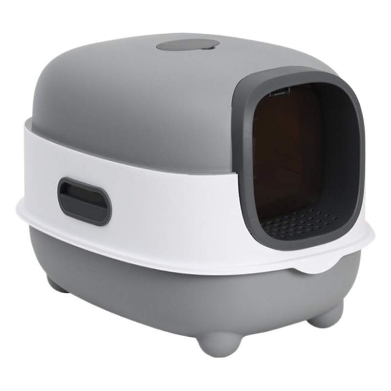 Arenero grande para gatos, totalmente cerrado, esterilización UV, desodorización automática, tapa abatible