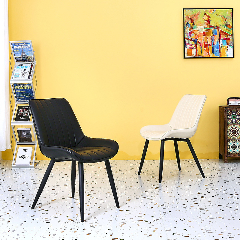 Nordic Light Luxury Iron Dining Chair Post-modern Home Internet Celebrity Chair with Backrest Soft Bag Stool Cafe Leisure Chair