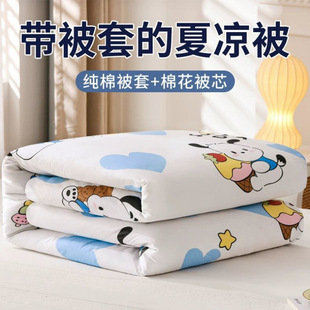 Pure Cotton Summer Quilt Air-Conditioned Quilt Removable and Machine Washable Cotton Quilt with Quilt Cover Summer Single Kidsren Spring & Fall