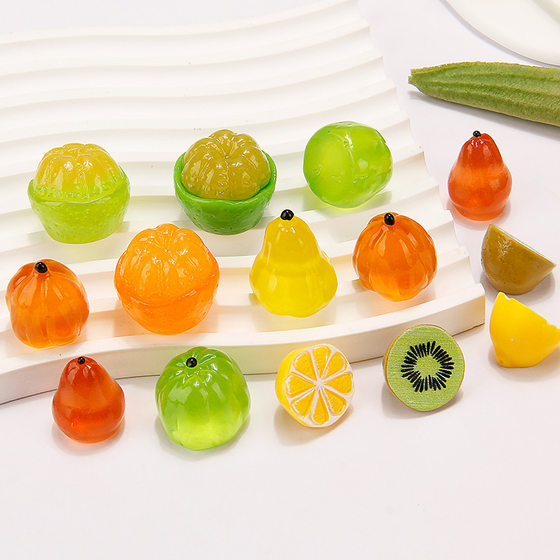 Micro-landscape simulation luminous fruit and vegetable food play resin ornaments hairpin diy decorative accessories three-dimensional small ornaments