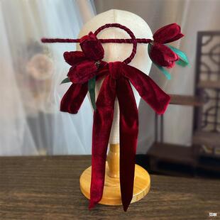 Korean Bridal Headwear New Korean Red Velvet Headband Hairpin Wedding Toast Dress Hair Accessories Wholesale