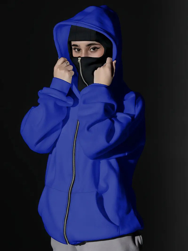 女士时尚街头风巴拉克双帽双领拉链卫衣，女性必备时尚单品|undefined