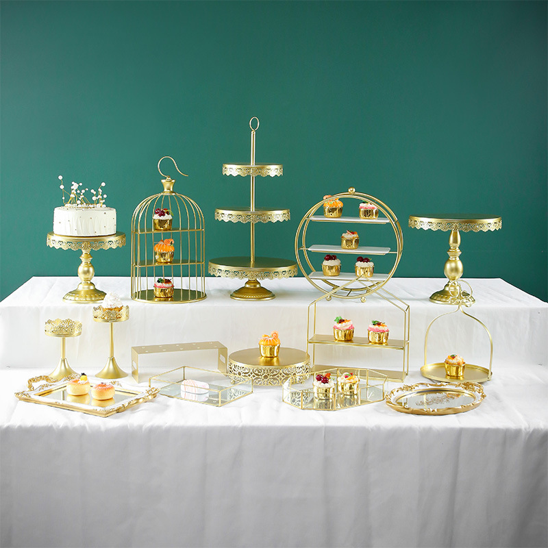Decoración de postre europea estante de exhibición de decoración de boda bandeja de pastel de la tarde estante de refresco de té de comida fría mesa de descanso de té