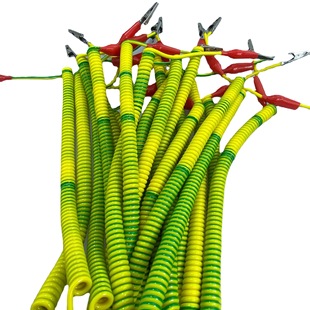 Two-color yellow-green grounding spring wire 0.5 to 6 square TPU high elastic pure copper core spiral grounding coil