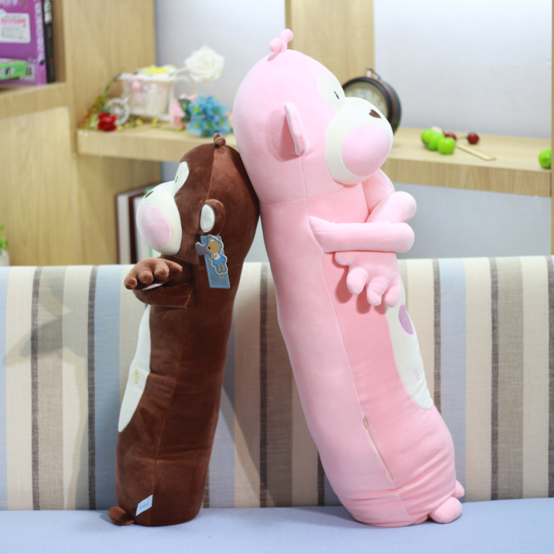 Inventario nuevo cólico intestinal lindo mono estupefacto cuerpo largo almohada juguete de peluche muñeca regalo de cumpleaños del día de los niños