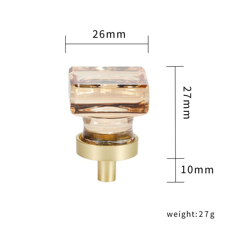 Manija al por mayor de lujo ligero puerta de gabinete manija de armario aleación de zinc color champán manija de puerta estilo nórdico manija de cristal de un solo orificio