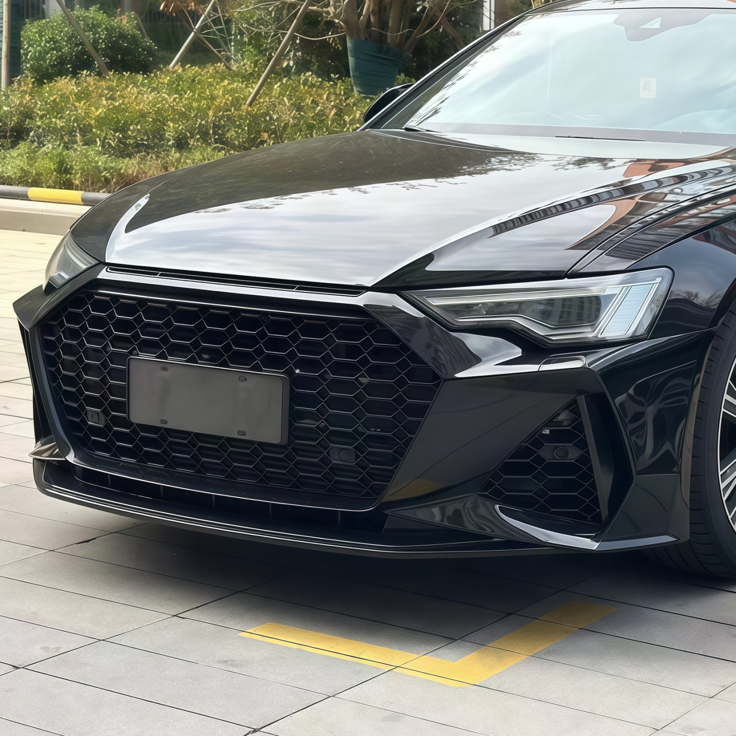 Suitable for 19-26 Models of Audi A6L Front Bumper Modification and Upgrade to Rs6 Front Bumper, Front Grille, Front Lip