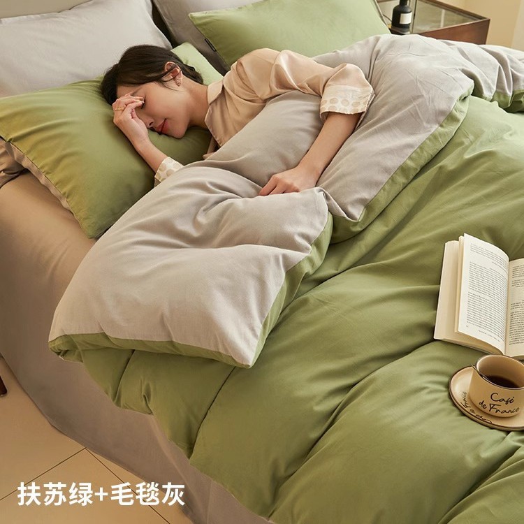 Cama de algodón de cuatro piezas de algodón puro 2025 nuevo estilo sábana funda de edredón sábana ropa de cama de dormitorio de tres piezas