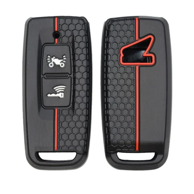 Suitable for Honda motorcycle honeycomb red line key cover Honda motorcycle remote control silicone protective cover cross-border wholesale (Car key bag) - black